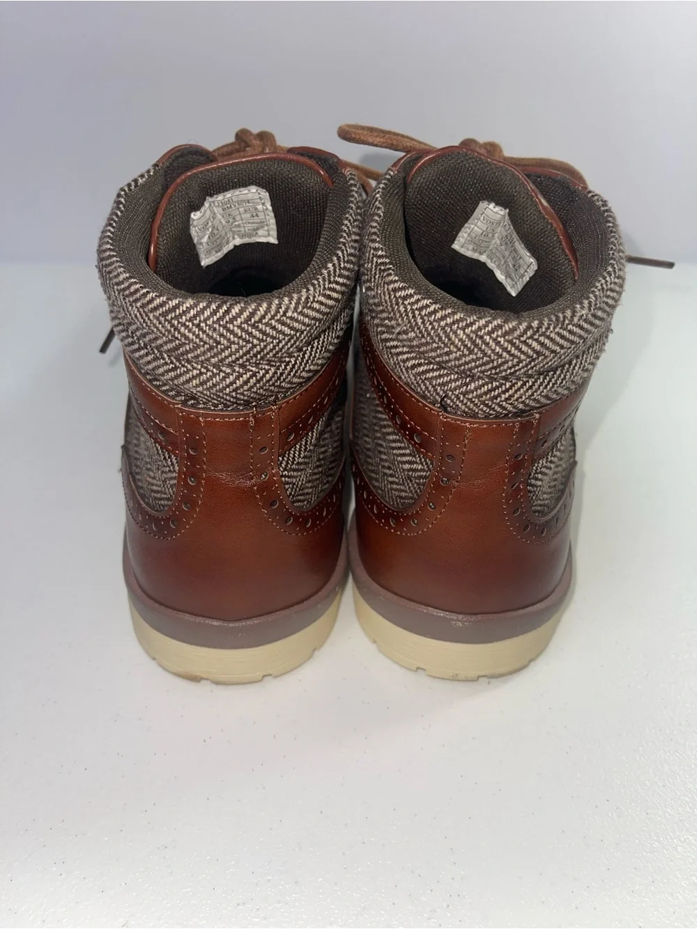Vostey Brown Leather Chukka Wingtip Boots